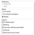 Project settings in regards to billing and calculation