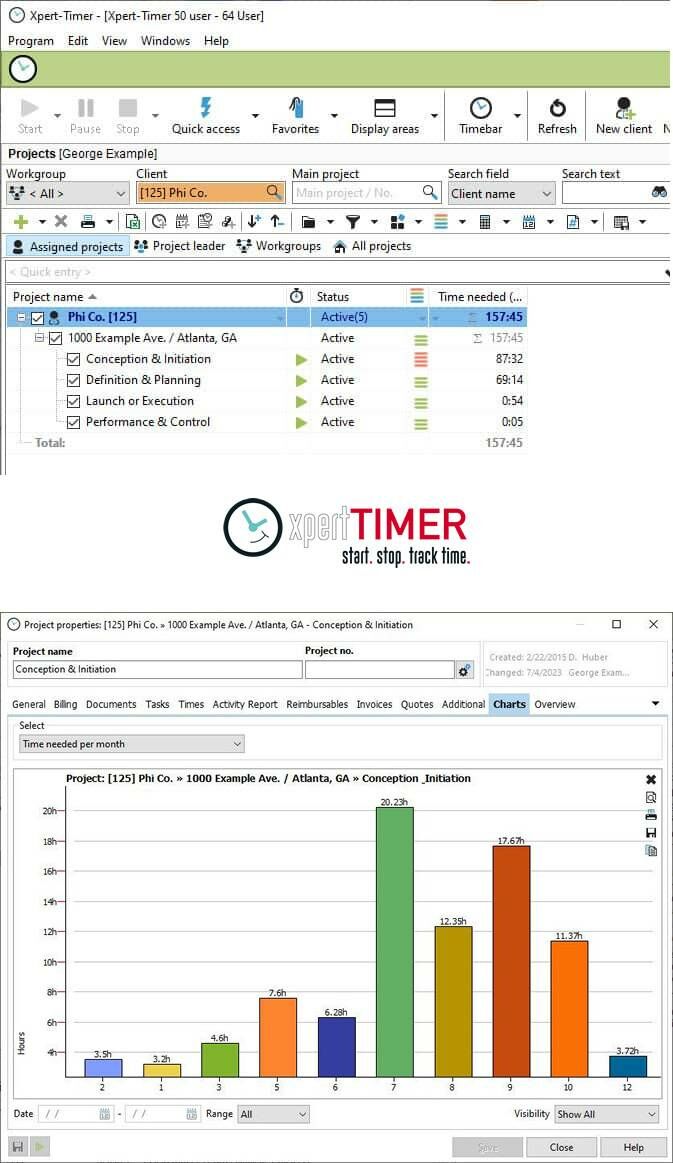 Xpert-Timer - Charts and project list