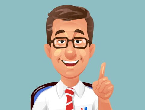 Comic man pointing the index finger up