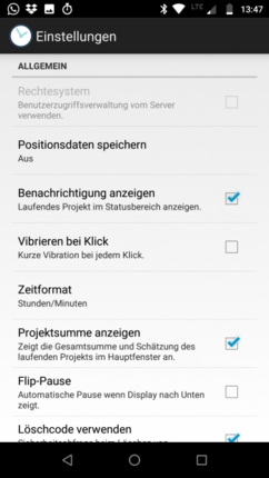 Konfiguration der Projektzeiterfassung