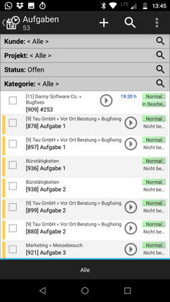 Die mobile Aufgabenliste auf dem Android Gerät