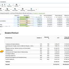 Screenshot der Gewinn- und Verlust Auswertung am PC und auf Papier