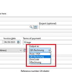 Output options of the invoice