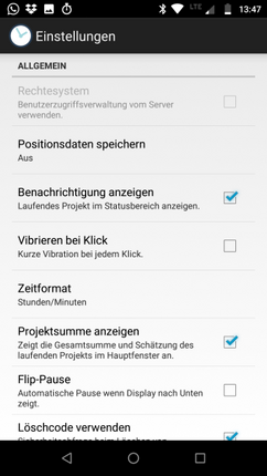 Konfiguration der Projektzeiterfassung
