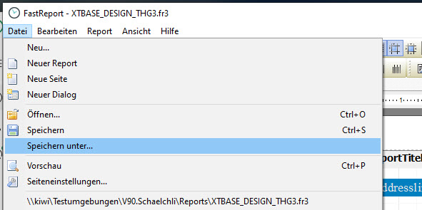 Dialog zum Speichern der Vorlage