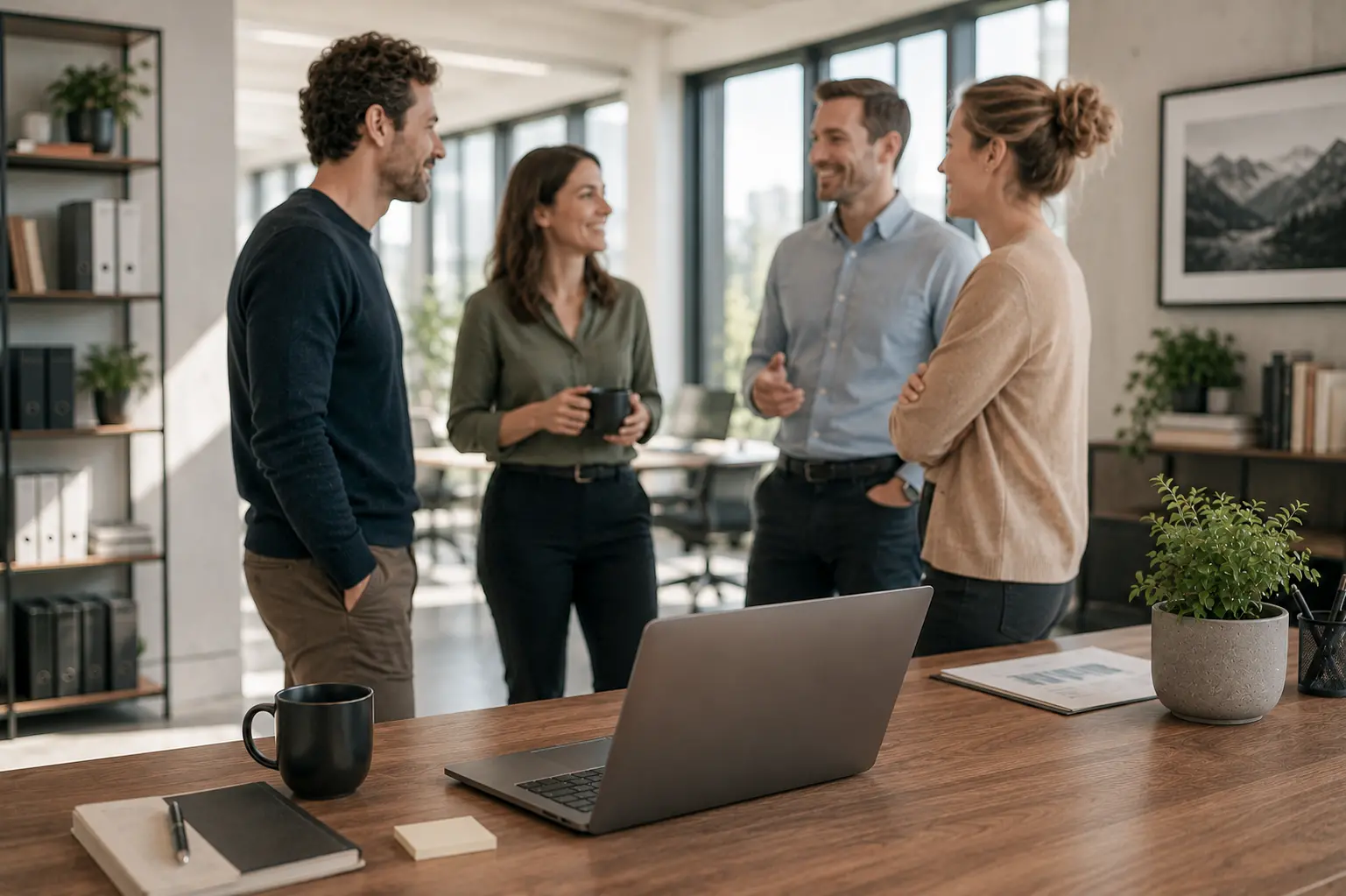 Teambesprechung im Büro zum Projekt