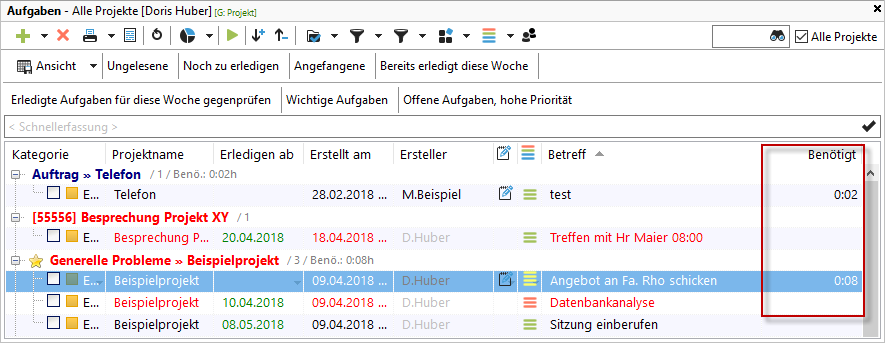 Aufgabenliste nutzen 