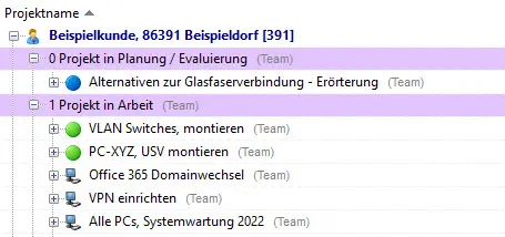 Die Projektliste