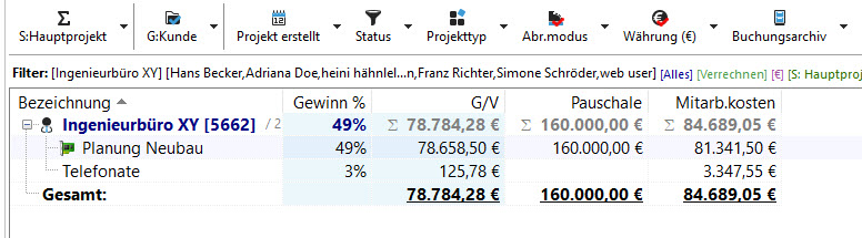 Pauschalpreise und deren Auswertung in der Projektzeiterfassung