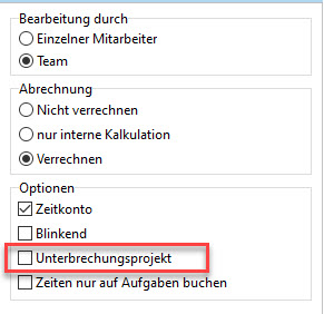 Ein Unterbrechungsprojekt der Zeiterfassung