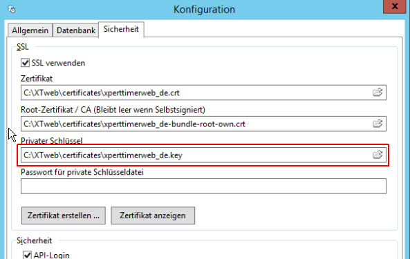 SSL Verschlüsselung im Xpert-Timer Web