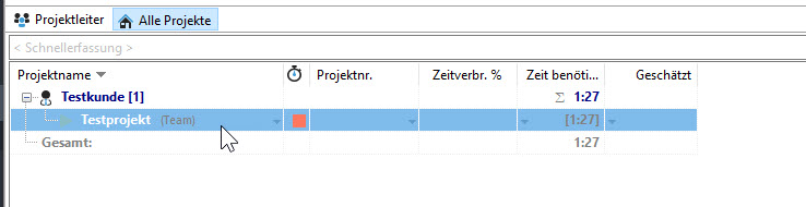 Projekt starten mit Leertaste