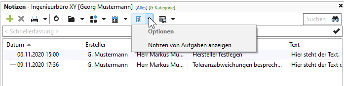 Notizen zu Aufgaben