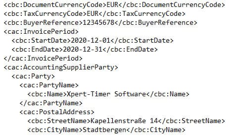 XML Code einer XRechnung