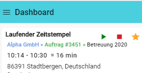 Laufender Zeitstempel im Dashboard