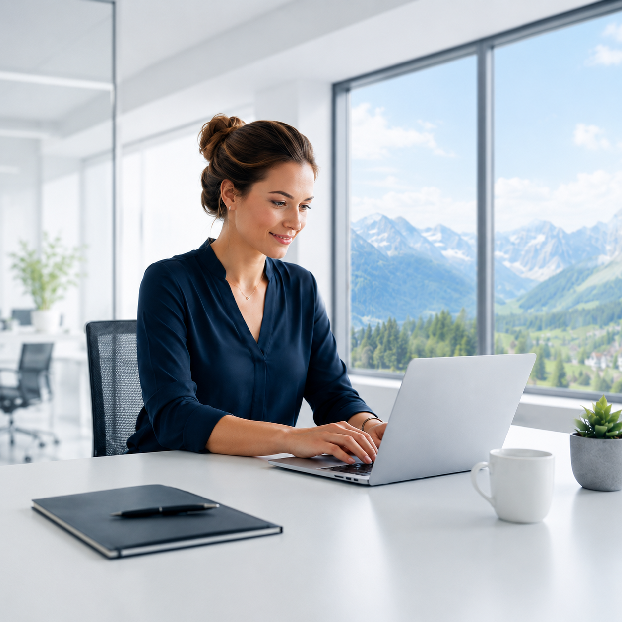 Frau am Arbeitsplatz - Zeiterfassung mit Xpert-Timer Pro