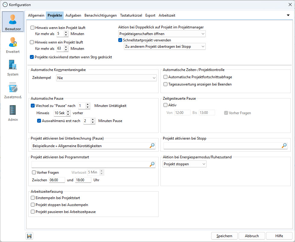 Xpert-Timer Pro – Konfigurationsdialog mit Automatisierungsoptionen