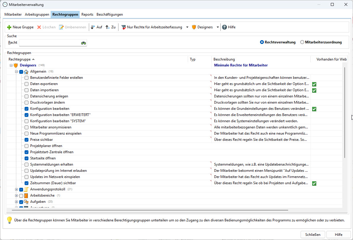 Xpert-Timer Pro – Benutzerverwaltung mit Rechtegruppen